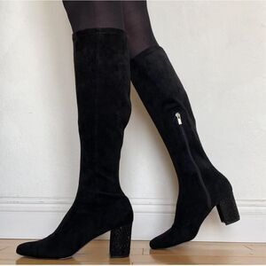 Jewel Badley Mischka Womens Black NWT Evalina Block Heel Boots 9.5